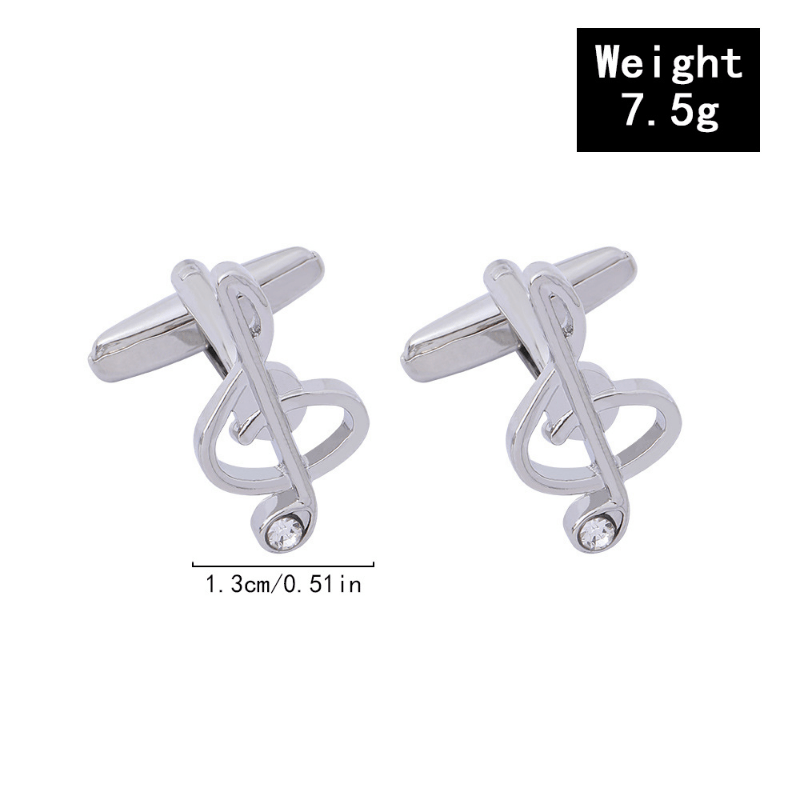 Musical Note Cufflinks Guitar Piano Shirt Button
