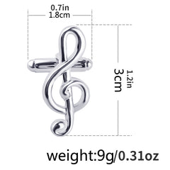 Musical Note Cufflinks Guitar Piano Shirt Button