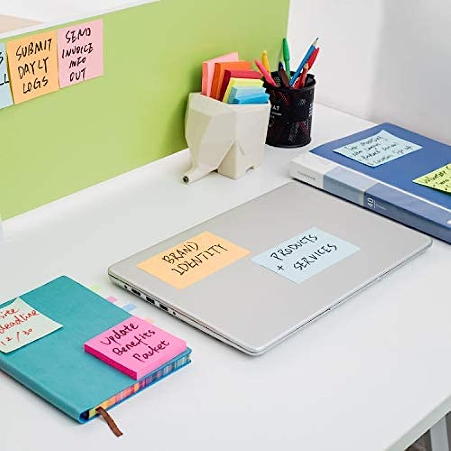 5 Pack Sticky Notes 500 Sheets Bright Colored 38mm Square Shape Office Study