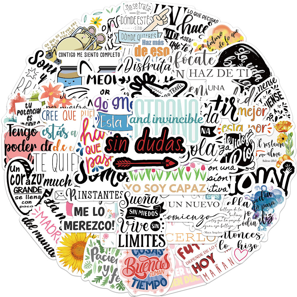 50pcs Spain Motivational Vinyl Stickers Waterproof for Adults