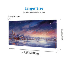 Large Gaming Mouse Pad Snow Scene Pattern Non-slip Rubber Keyboard Mat