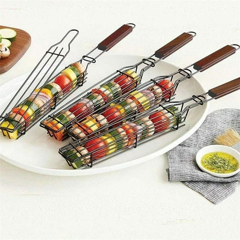 1PC Stainless Steel BBQ Grill Basket Camping Barbecue Grilling Basket