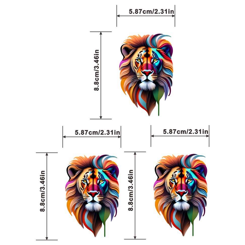 Colorful Lion Head Traveling Retro Decals Transfer Patches Heat Transfer Sticker