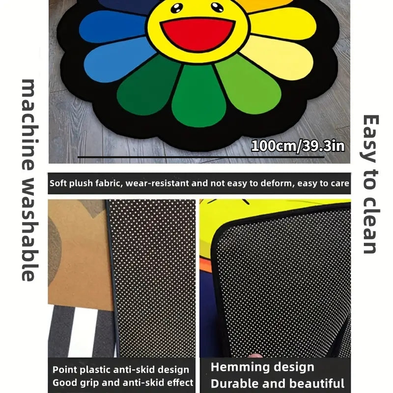 Colorful Sunflower Baby Play Mat Round Crawling Pad