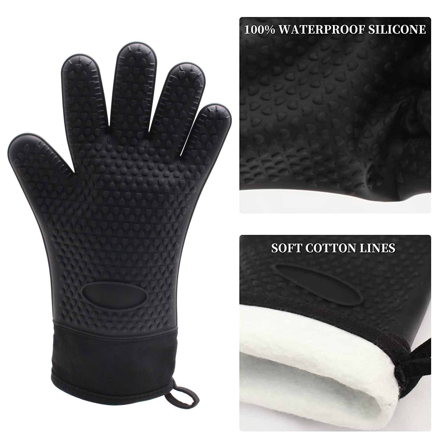 Silicone BBQ Gloves Heat Resistant Waterproof Kitchen Mitts