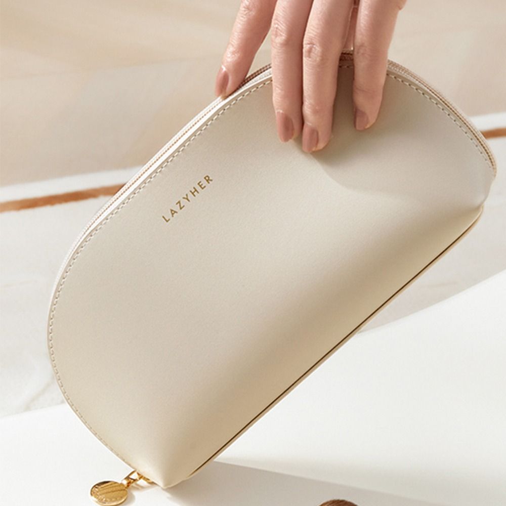Minimalist Solid Makeup Zipper Bag All Match Portable Cosmetic Pouch