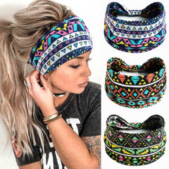 Geometry Print Wide Headband Hairband for Yoga Fitness Workout