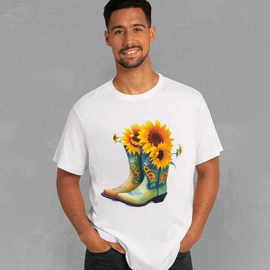 Sunflower Cowboy Boots Retro Decals Heat Transfer Printing Patch