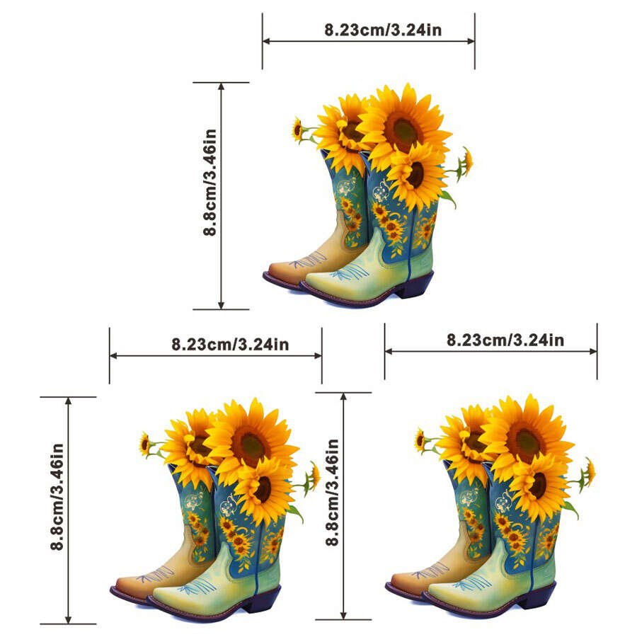 Sunflower Cowboy Boots Retro Decals Heat Transfer Printing Patch