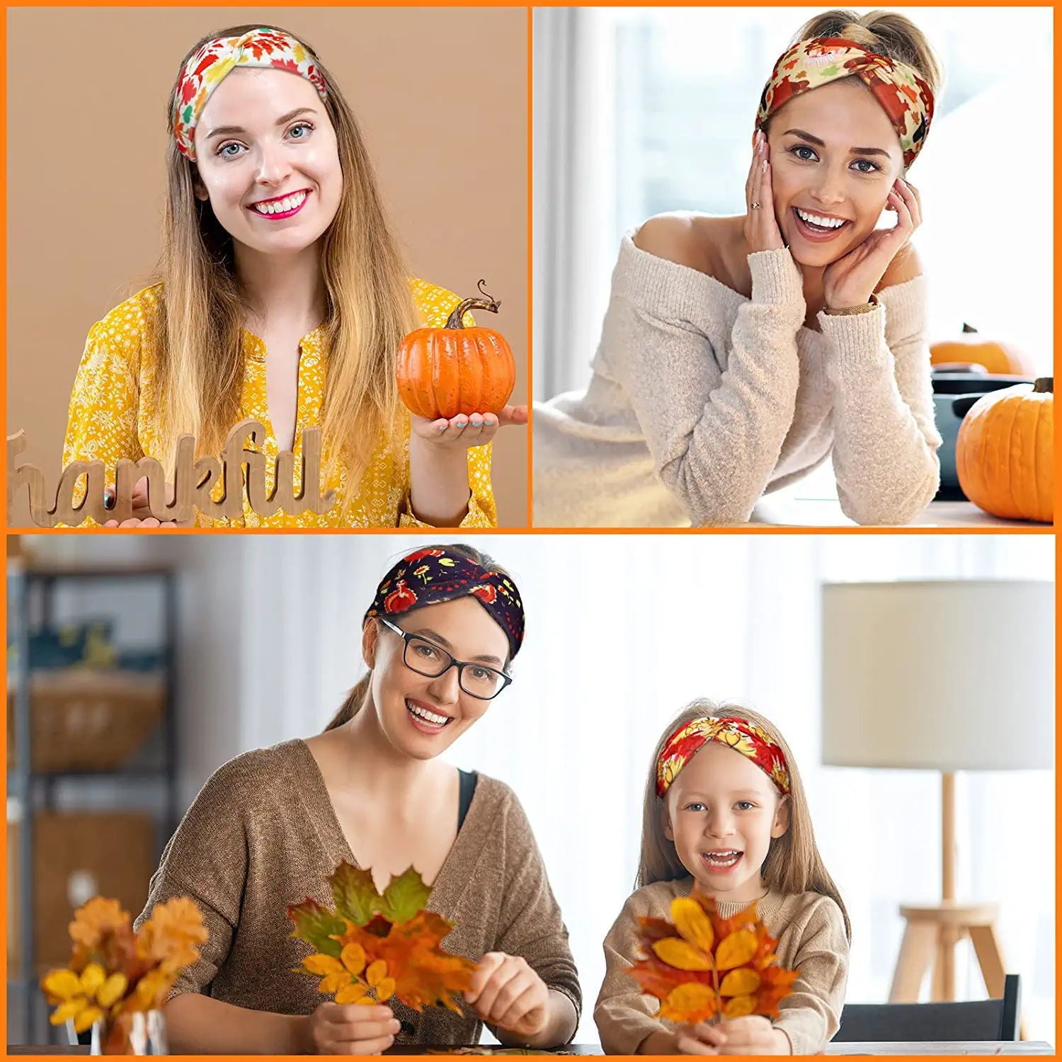 Halloween Headband Maple Leaf Pumpkin Candy Print Headdress
