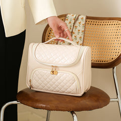 Argyle Pattern Makeup Bag Zipper Cosmetic Handbag Toiletry Wash Bag