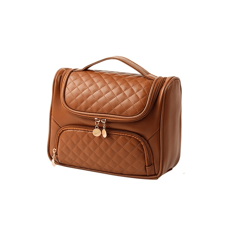 Argyle Pattern Makeup Bag Zipper Cosmetic Handbag Toiletry Wash Bag