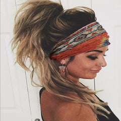 Women's Printing Workout Headband Elastic Sweat absorbing Hairband