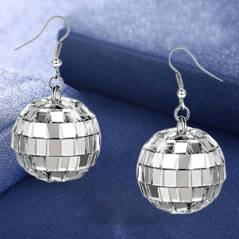 Vintage Disco Ball Dangle Earrings Round Drop Boho Jewelry
