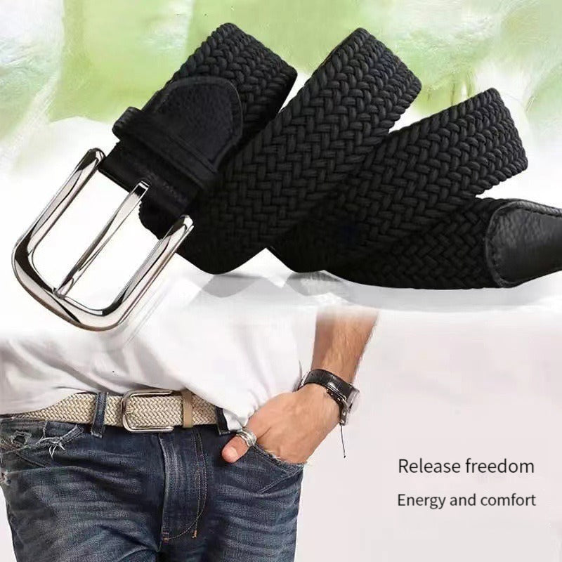 Men's Canvas Pin Buckle Elastic Casual Pants Belt