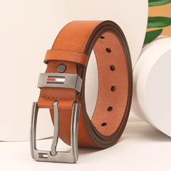 Men's PU Leather Square Buckle Pin Business Belt For Jeans