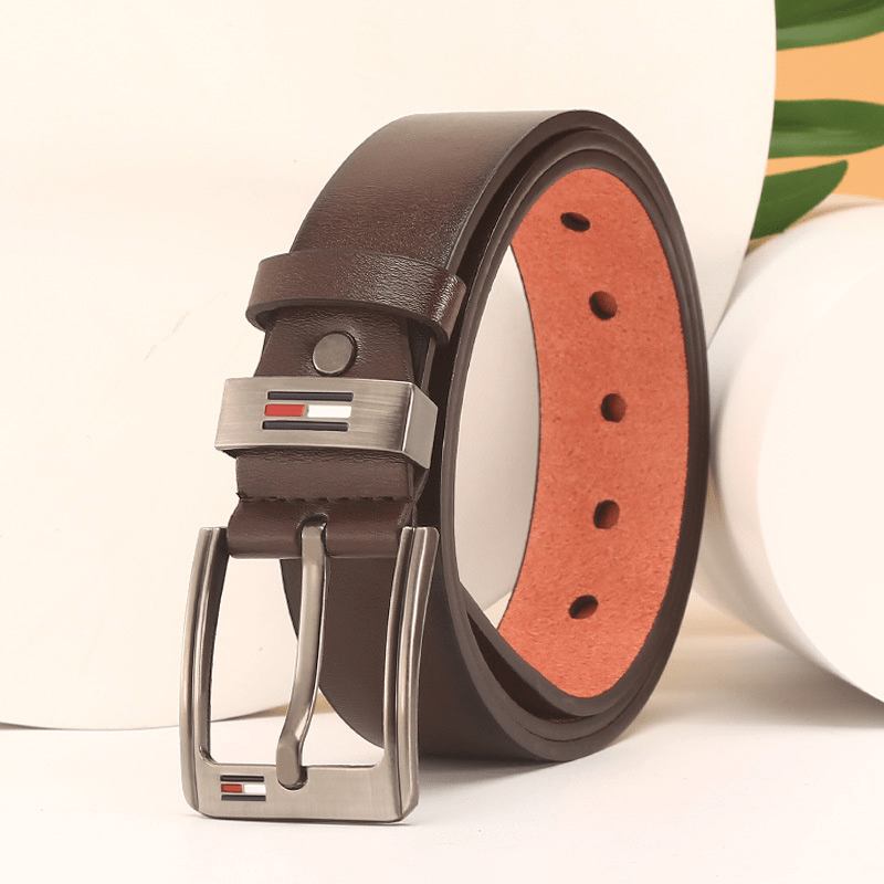 Men's PU Leather Square Buckle Pin Business Belt For Jeans