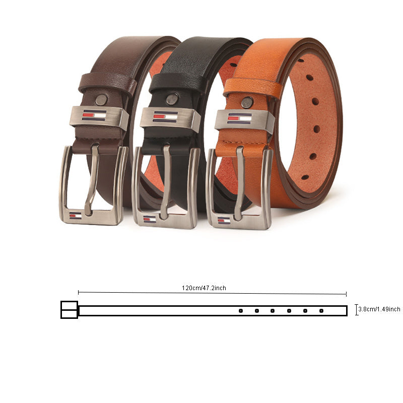 Men's PU Leather Square Buckle Pin Business Belt For Jeans