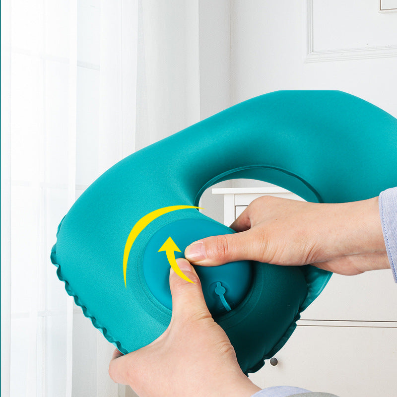 Inflatable U-Shape Neck Pillow Automatic Cervical Support