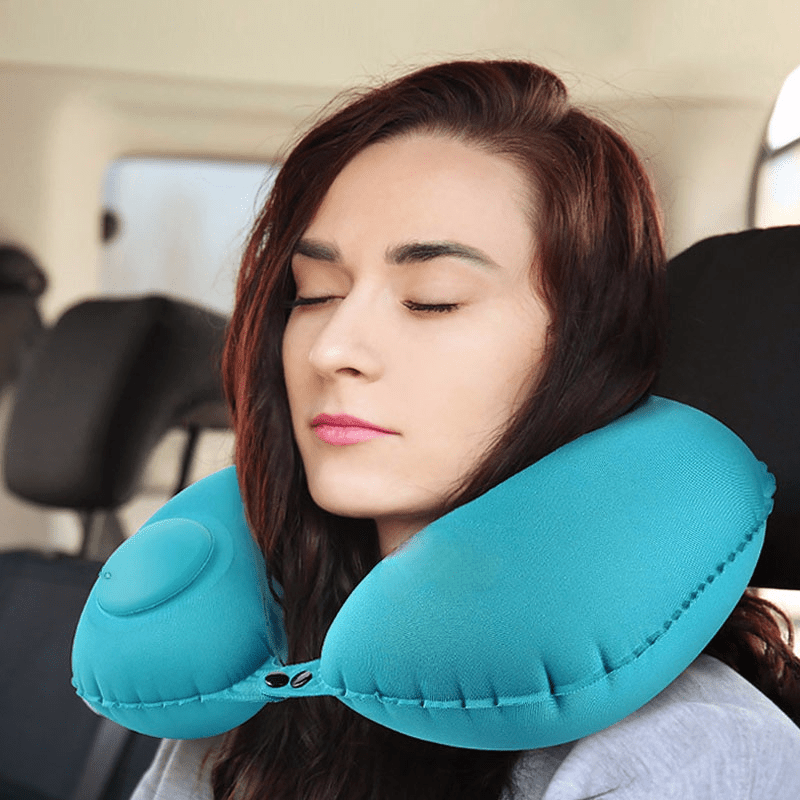 Inflatable U-Shape Neck Pillow Automatic Cervical Support