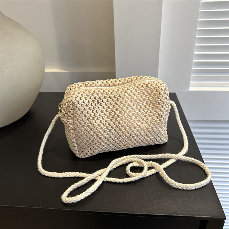 Boho Style Straw Crossbody Bag for Beach Vacation