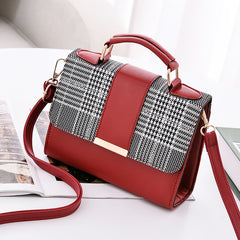 Vintage Houndstooth Crossbody Bag Retro Flap Shoulder Bag