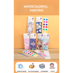 Children's Watercolor Coloring Card & Painting Book