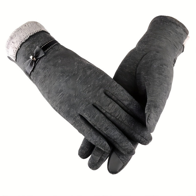 Velvet Warm Touch Screen Gloves Windproof Short Full Finger Gloves