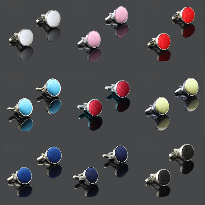 Men's Plain Business Cufflinks Shirt Cloth Buttons