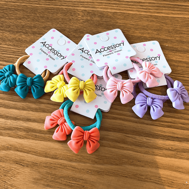 2PCS Princess Bow Knot Hair Ties Elastic Hair Bands Girls Accessories