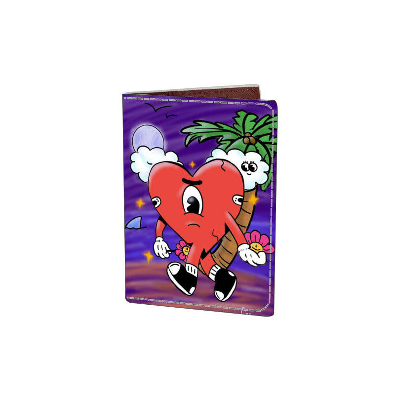 Cartoon Anime Print Passport Sleeve Waterproof Document Holder Bifold