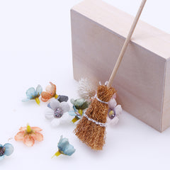 Mini Retro Hand Woven Broom Model for Doll House