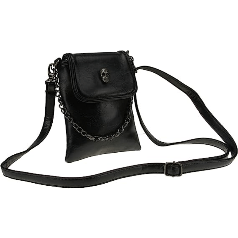 Gothic Square Shoulder Bag Halloween Skull Decor Bag