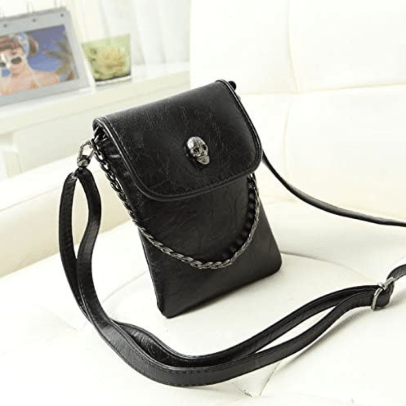 Gothic Square Shoulder Bag Halloween Skull Decor Bag