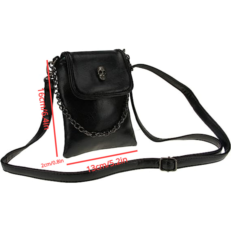 Gothic Square Shoulder Bag Halloween Skull Decor Bag