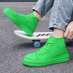 Green Lace Up High Top Canvas Shoes for Women
