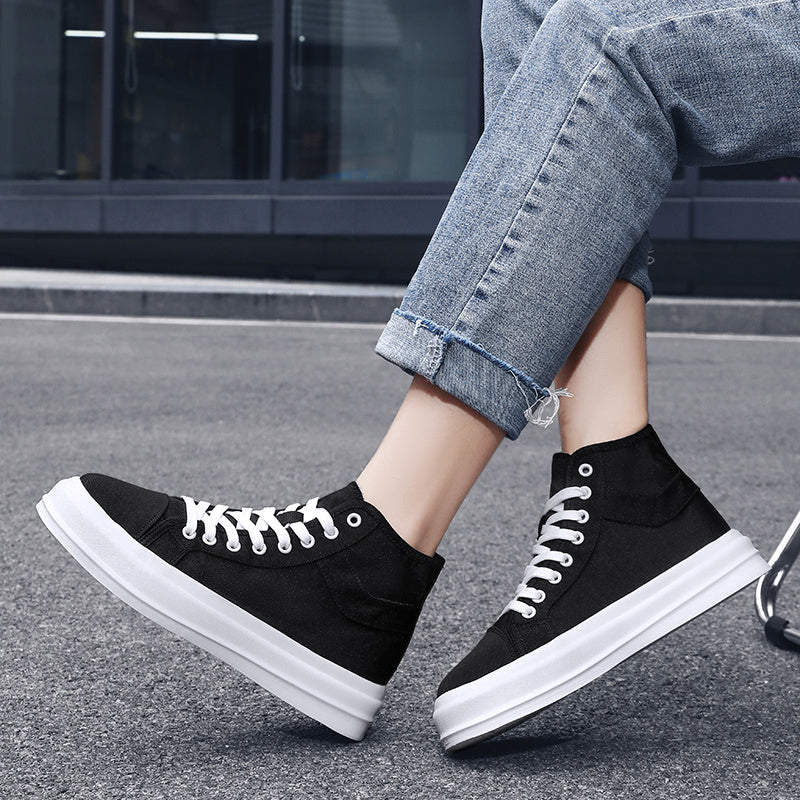 Women's High Top Canvas Lace Up Board Shoes Outdoor Casual Sneakers