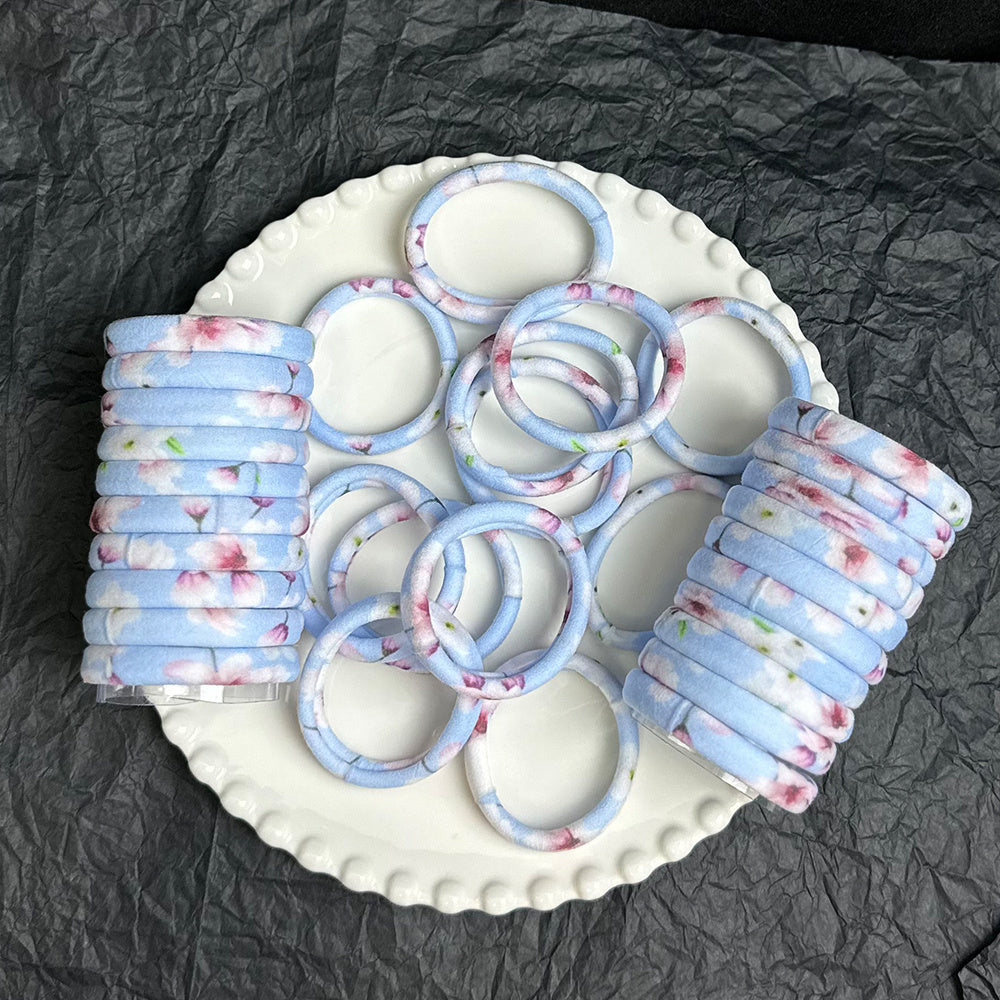 20Pcs Floral Soft Hair Ring High Elasticity Hair Tie For Women Girls