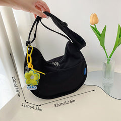 Minimalist Crescent Crossbody Bag with Flower Pendant