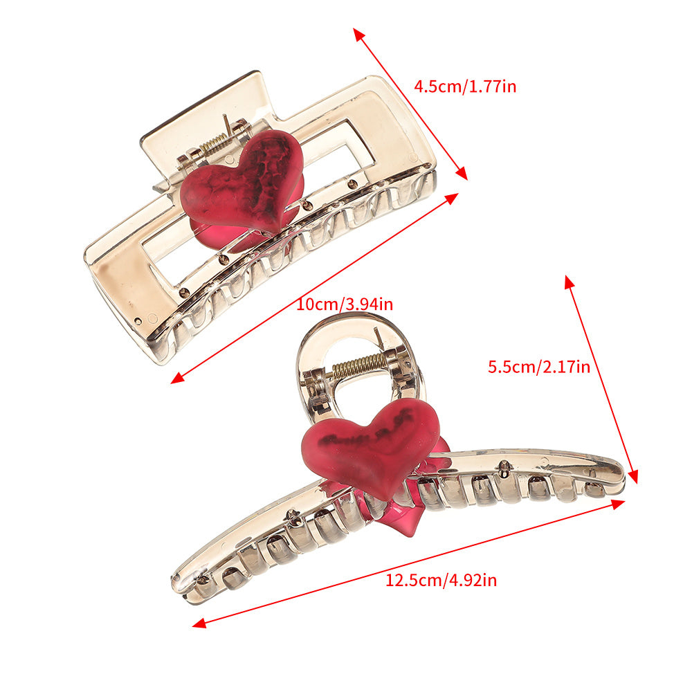 Heart Shape Decor Hair Claw Frosted Large Shark Claw Ponytail Holder
