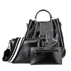 3pcs Vintage Bucket Bag Set For Women Handbag Crossbody Clutch
