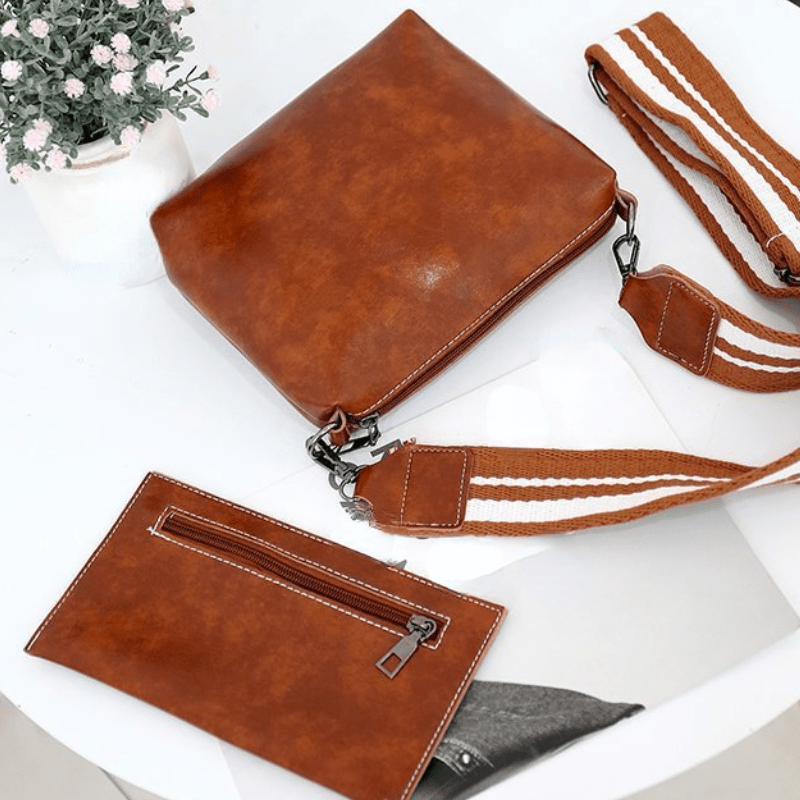 3pcs Vintage Bucket Bag Set For Women Handbag Crossbody Clutch