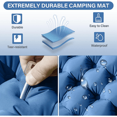 Double Sleeping Pad with Pillow & Foot Pump - 10 Thick Camping Mat