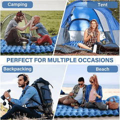 Double Sleeping Pad with Pillow & Foot Pump - 10 Thick Camping Mat