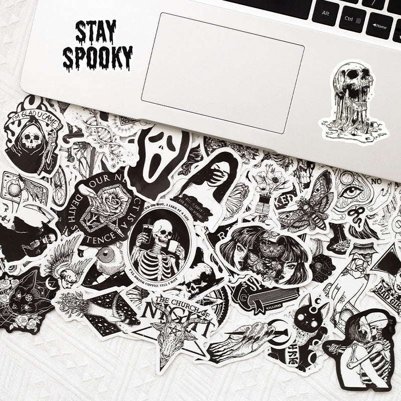 50pcs Gothic Skull Witch Magic Stickers Waterproof DIY Room Decoration