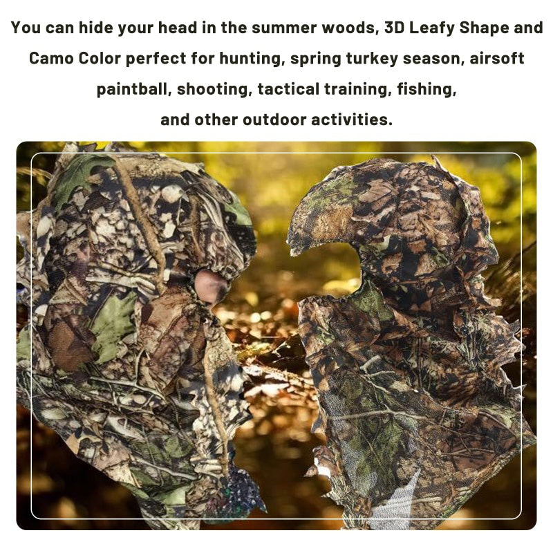 Leafy Camo Hat with 3D Full Face Mask for Turkey Hunting