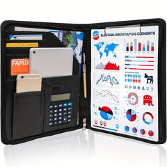 Professional Business Padfolio with Zipper Closure A4 Portfolio Binder
