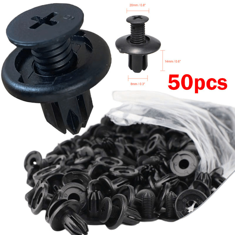 50pcs Car 8mm Hole Plastic Rivets Fastener Push Clip Vehicle Door Trim Retainer