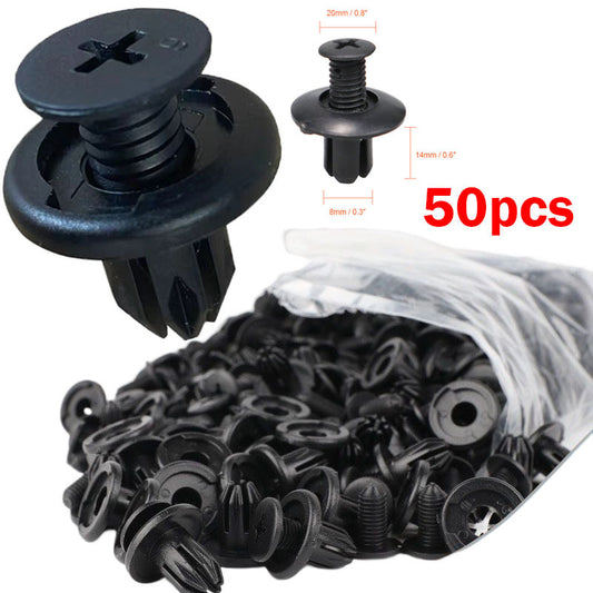 50pcs Car 8mm Hole Plastic Rivets Fastener Push Clip Vehicle Door Trim Retainer