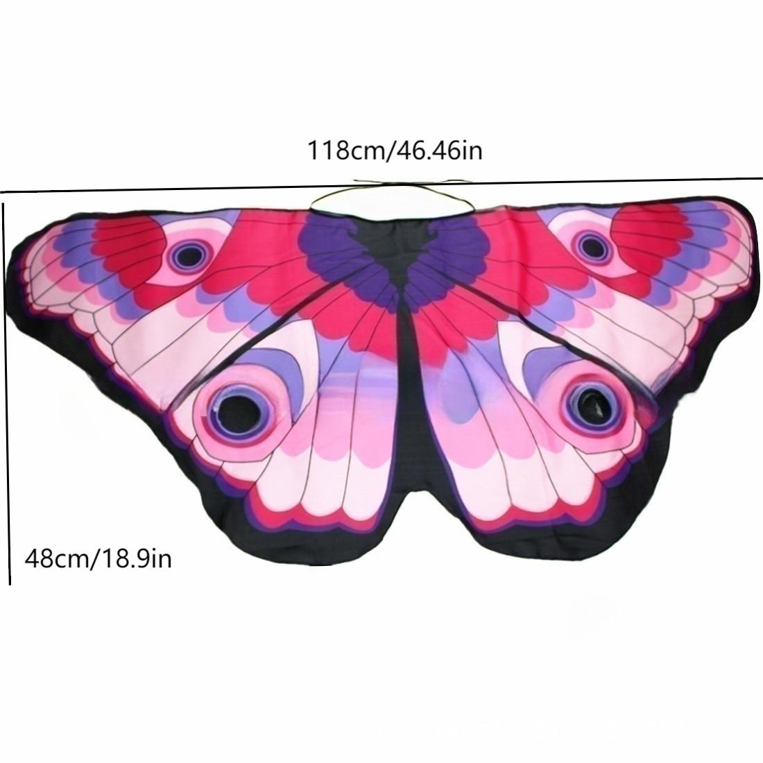 Colorful Butterfly Wings Shawl Thin Chiffon Poncho Scarf Child Cosplay